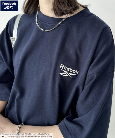 【WEB限定 別注】Reebok(リーボック)/ワンポイント ロゴ刺繍 クルーネック 半袖 Tシャツ | IM2242035 | ネイビー