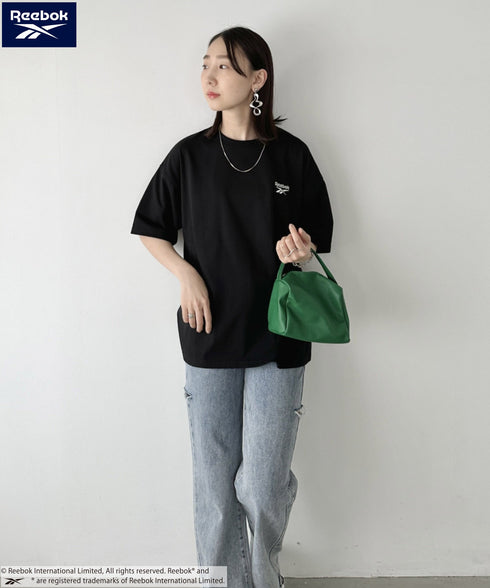 【WEB限定 別注】Reebok(リーボック)/ワンポイント ロゴ刺繍 クルーネック 半袖 Tシャツ | IM2242035 | ブラック