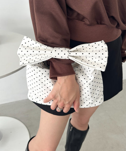 リボンモチーフ スクエアハンドバッグ | CL1241494 | ホワイト系その他