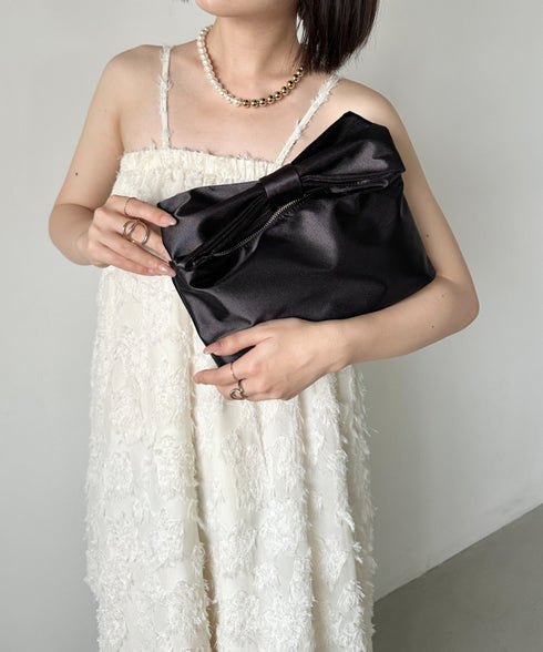 リボンモチーフ スクエアハンドバッグ | CL1241494 | ブラック