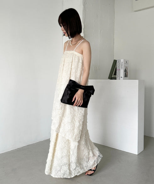 リボンモチーフ スクエアハンドバッグ | CL1241494 | ブラック