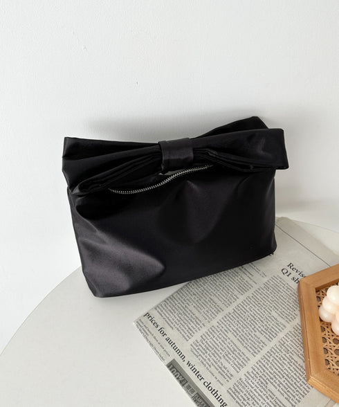 リボンモチーフ スクエアハンドバッグ | CL1241494 | ブラック