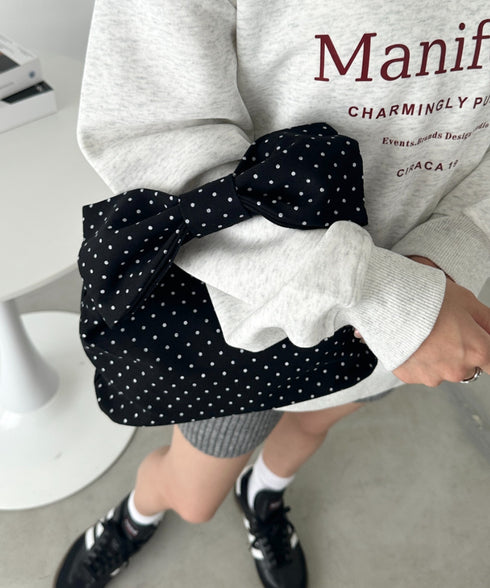 リボンモチーフ スクエアハンドバッグ | CL1241494 | ブラック系その他