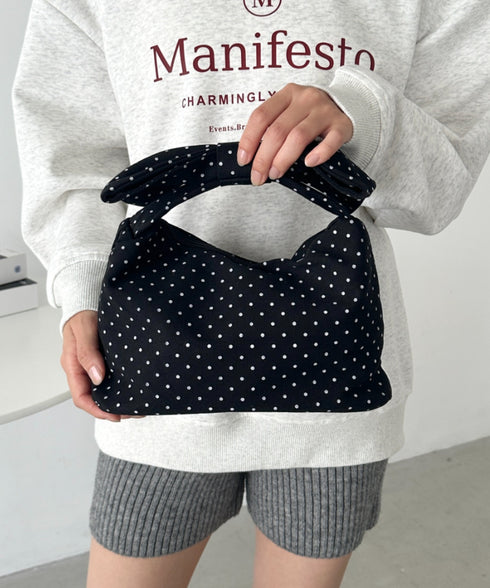 リボンモチーフ スクエアハンドバッグ | CL1241494 | ブラック系その他