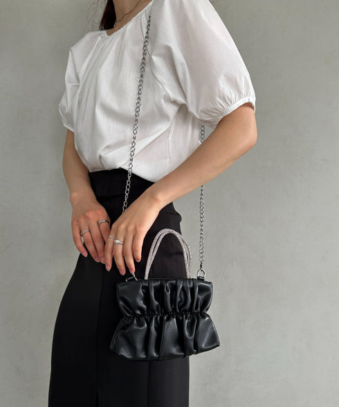 2WAYギャザー PUミニパーティーバッグ | UN1251001 | ブラック