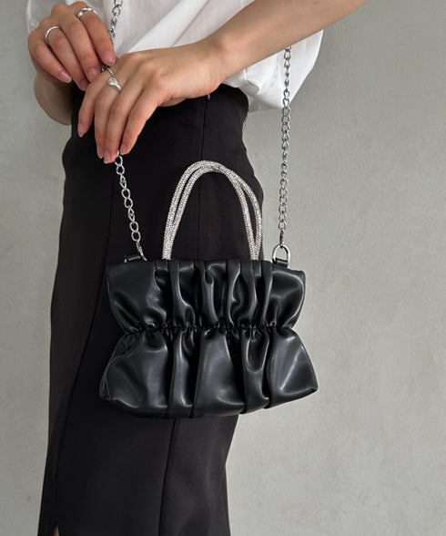 2WAYギャザー PUミニパーティーバッグ | UN1251001 | ブラック