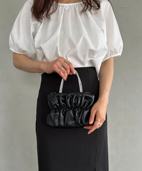 2WAYギャザー PUミニパーティーバッグ | UN1251001 | ブラック