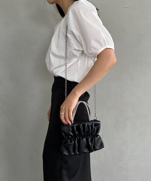 2WAYギャザー PUミニパーティーバッグ | UN1251001 | ブラック