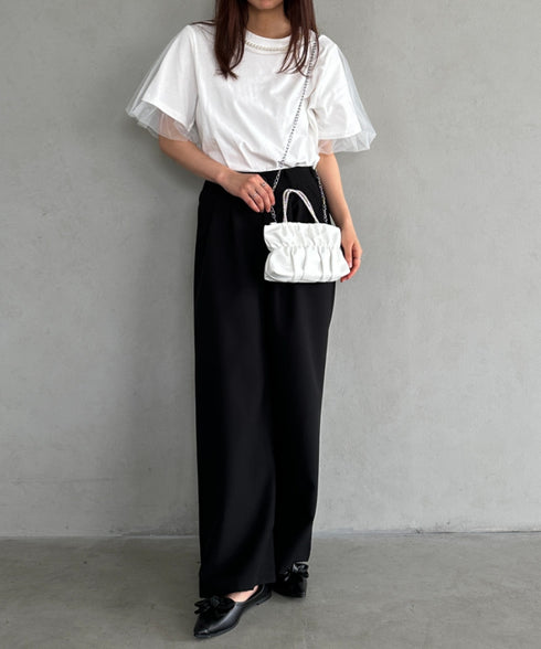 2WAYギャザー PUミニパーティーバッグ | UN1251001 | ホワイト