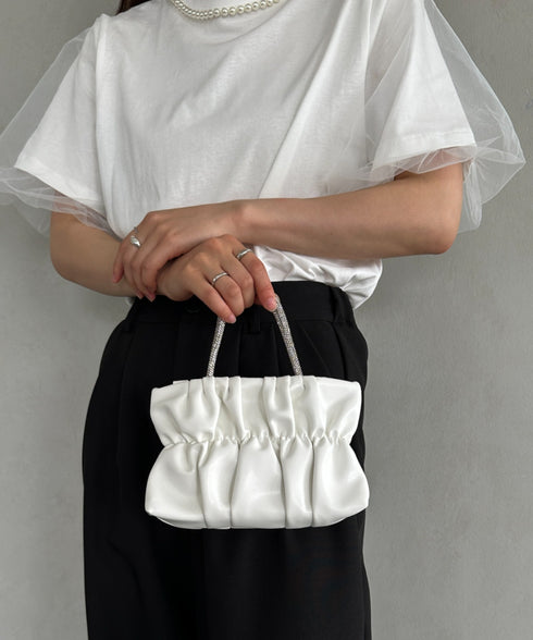 2WAYギャザー PUミニパーティーバッグ | UN1251001 | ホワイト