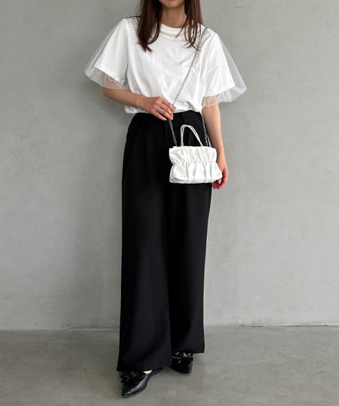 2WAYギャザー PUミニパーティーバッグ | UN1251001 | ホワイト