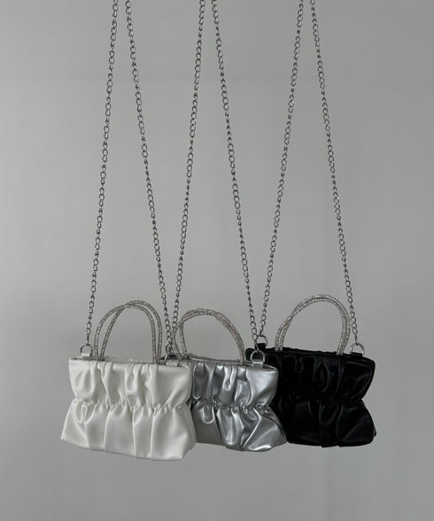 2WAYギャザー PUミニパーティーバッグ | UN1251001 | シルバー