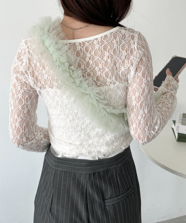 【7色展開】チュールフリルスマホショルダー | CL6241515 | グリーン