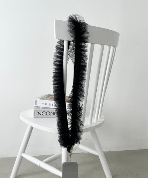 【7色展開】チュールフリルスマホショルダー | CL6241515 | ブラック