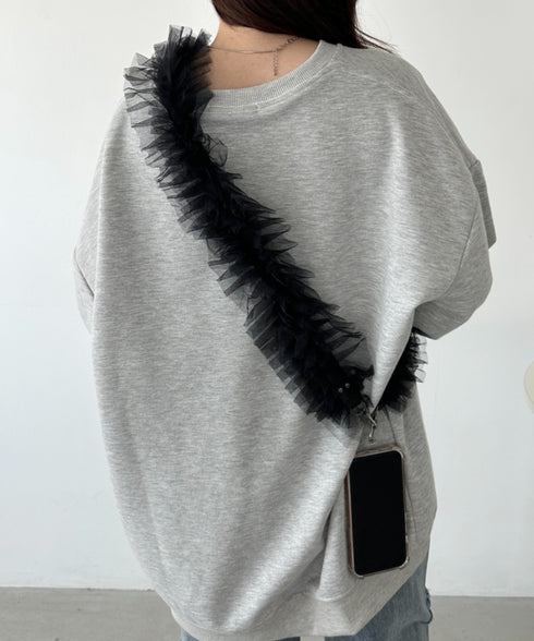 【7色展開】チュールフリルスマホショルダー | CL6241515 | ブラック