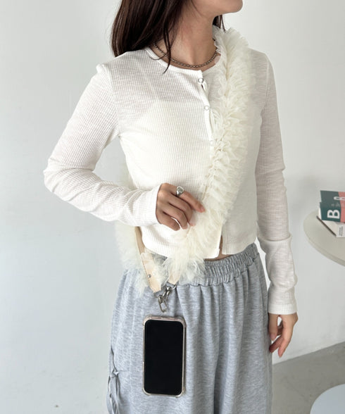 【7色展開】チュールフリルスマホショルダー | CL6241515 | アイボリー