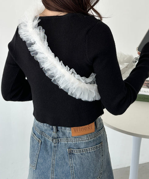 【7色展開】チュールフリルスマホショルダー | CL6241515 | ホワイト