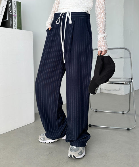 レイヤードデザインピンストライプパンツ | CL2241521 | ネイビー