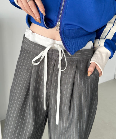 レイヤードデザインピンストライプパンツ | CL2241521 | グレー
