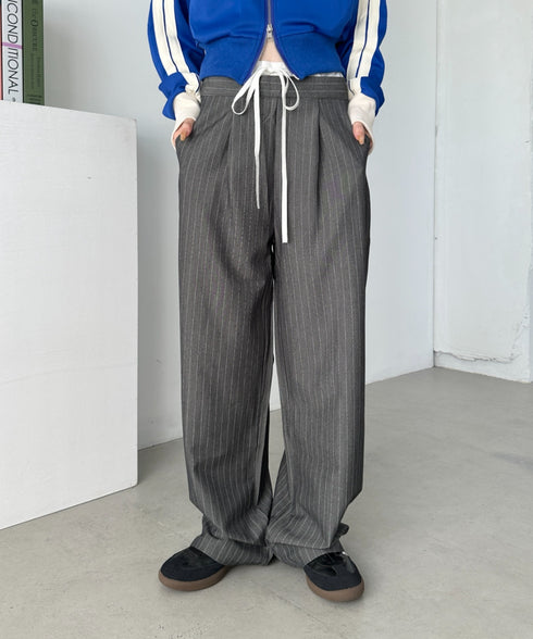 レイヤードデザインピンストライプパンツ | CL2241521 | グレー
