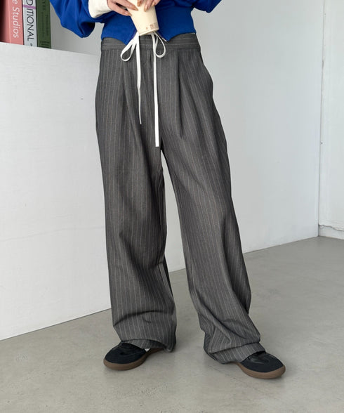 レイヤードデザインピンストライプパンツ | CL2241521 | グレー