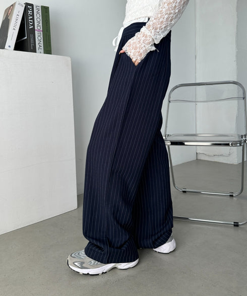 レイヤードデザインピンストライプパンツ | CL2241521 | ネイビー