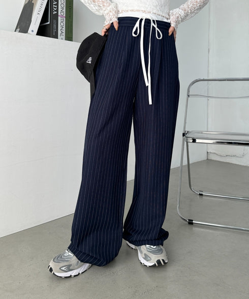 レイヤードデザインピンストライプパンツ | CL2241521 | ネイビー