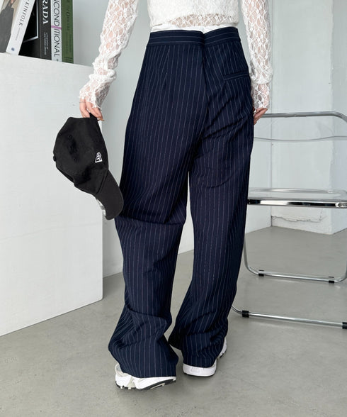 レイヤードデザインピンストライプパンツ | CL2241521 | ネイビー