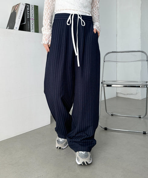 レイヤードデザインピンストライプパンツ | CL2241521 | ネイビー