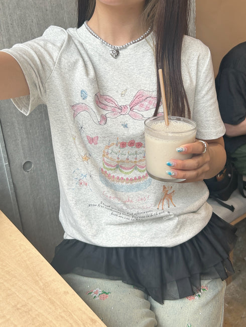 vintage ribbon cake tee | SL2242621 | グレー