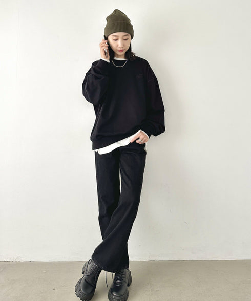 THE NORTH FACE(ザ・ノースフェイス)/ワンポイント刺繍スウェット クルーネック 長袖トレーナー/GO-TO SWEATSHIRTS | IM2243008 | ブラック