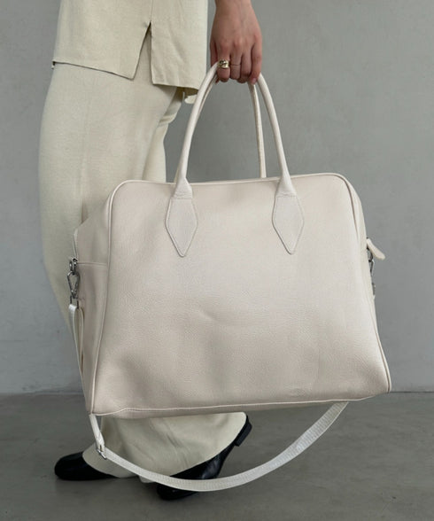 合成皮革 大容量トラベルバッグ ボストンバッグ | MD1253003 | アイボリー
