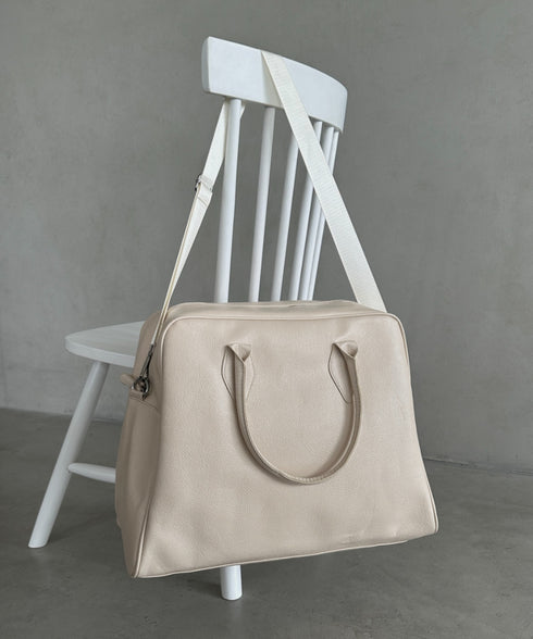 合成皮革 大容量トラベルバッグ ボストンバッグ | MD1253003 | アイボリー