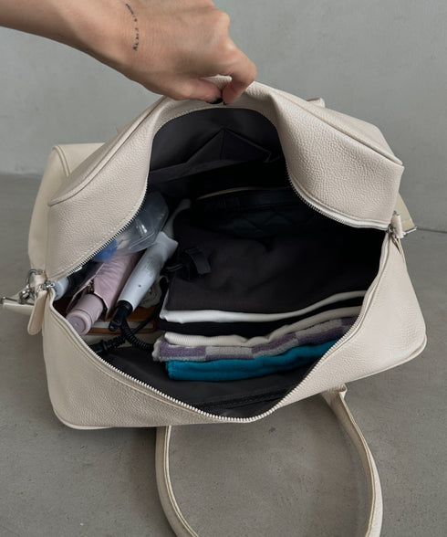 合成皮革 大容量トラベルバッグ ボストンバッグ | MD1253003 | アイボリー