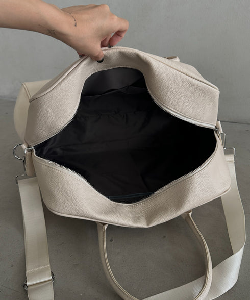 合成皮革 大容量トラベルバッグ ボストンバッグ | MD1253003 | アイボリー