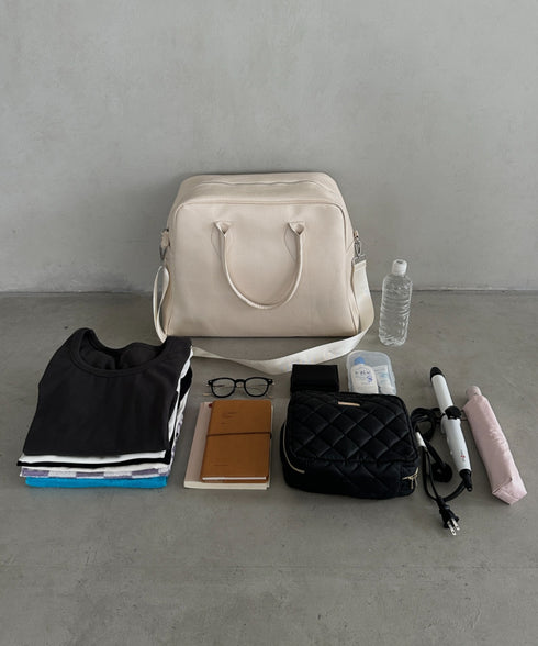 合成皮革 大容量トラベルバッグ ボストンバッグ | MD1253003 | アイボリー