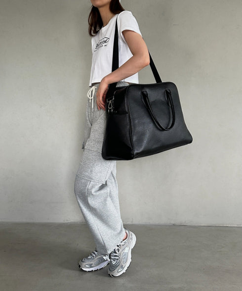 合成皮革 大容量トラベルバッグ ボストンバッグ | MD1253003 | ブラック