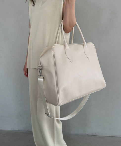 合成皮革 大容量トラベルバッグ ボストンバッグ | MD1253003 | アイボリー