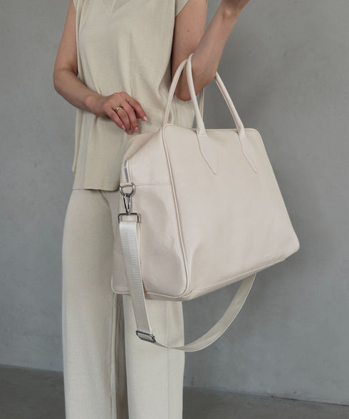 合成皮革 大容量トラベルバッグ ボストンバッグ | MD1253003 | アイボリー