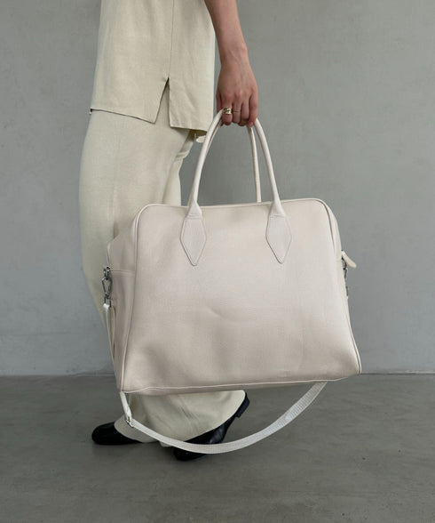 合成皮革 大容量トラベルバッグ ボストンバッグ | MD1253003 | アイボリー