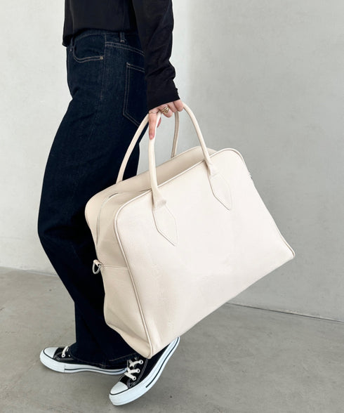 合成皮革 大容量トラベルバッグ ボストンバッグ | MD1253003 | アイボリー
