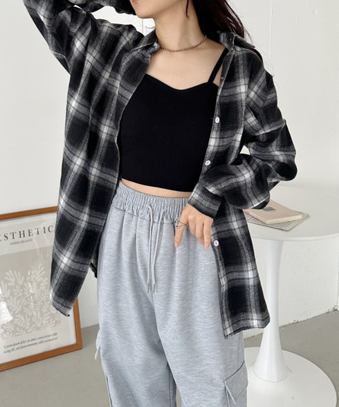 ビッグシルエットチェックシャツ | CL2243043 | ブラック