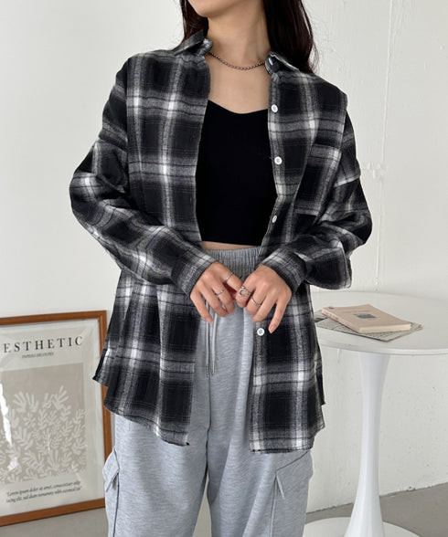 ビッグシルエットチェックシャツ | CL2243043 | ブラック