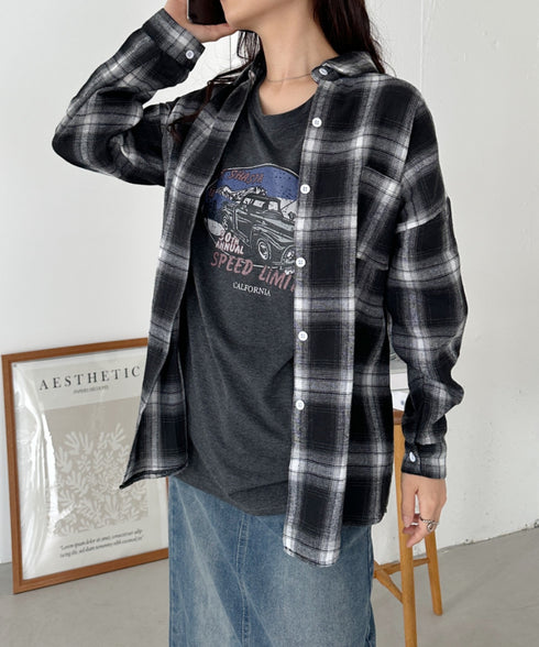 ビッグシルエットチェックシャツ | CL2243043 | ブラック