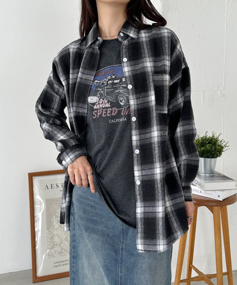 ビッグシルエットチェックシャツ | CL2243043 | ブラック