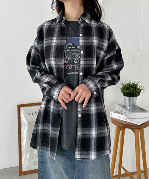 ビッグシルエットチェックシャツ | CL2243043 | ブラック