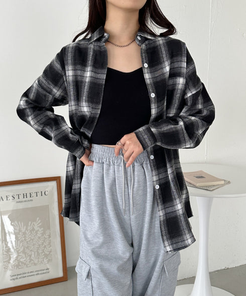 ビッグシルエットチェックシャツ | CL2243043 | ブラック