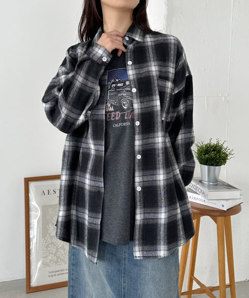 ビッグシルエットチェックシャツ | CL2243043 | ブラック