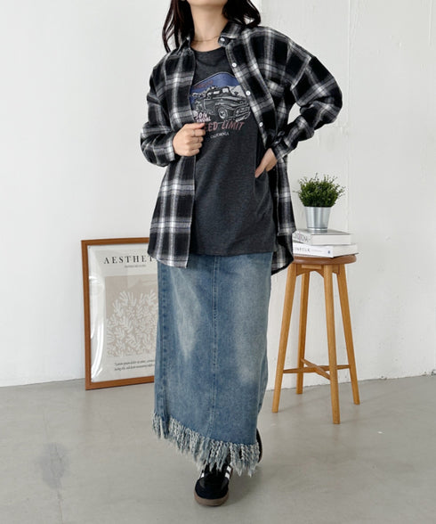 ビッグシルエットチェックシャツ | CL2243043 | ブラック