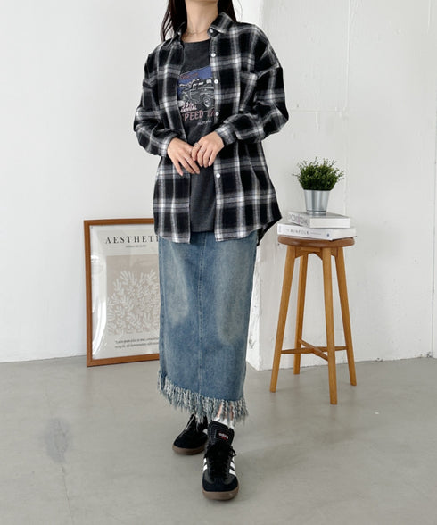 ビッグシルエットチェックシャツ | CL2243043 | ブラック